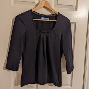 2/$15 Denver Hayes 3/4 Sleeve Black T-Shirt with beaded detail Size XS